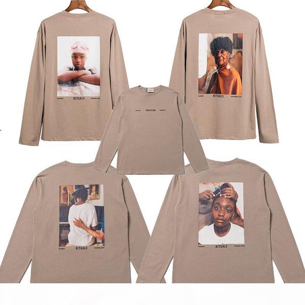 fg fear of god fog character print round neck long sleeves oversize t-shirt designer autumn winter luxury clothing pullover hooded, White;black